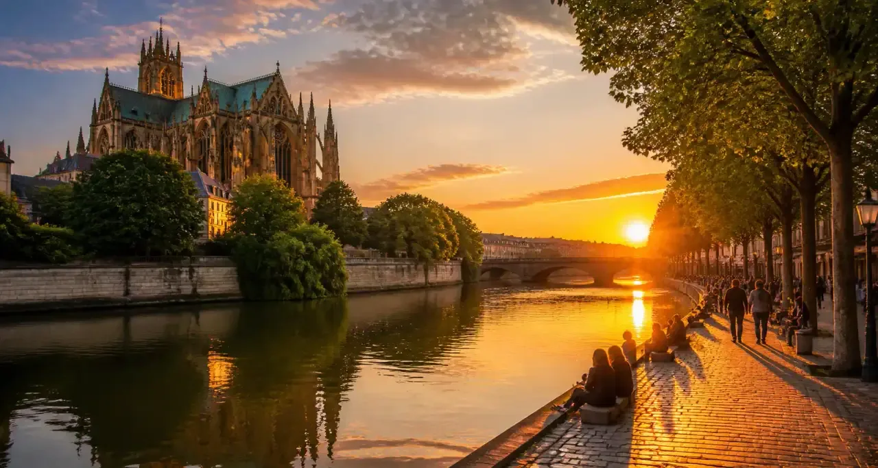 Cathédrale de Metz au coucher du soleil