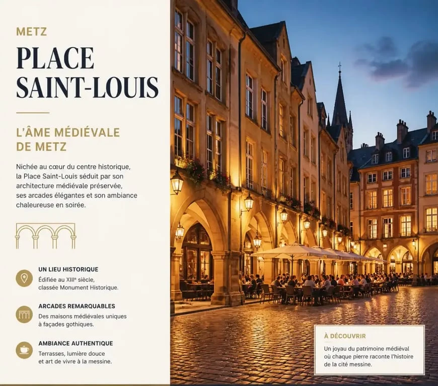 Sortir à Metz : ambiance nocturne sur la Place Saint-Louis et ses arcades historiques