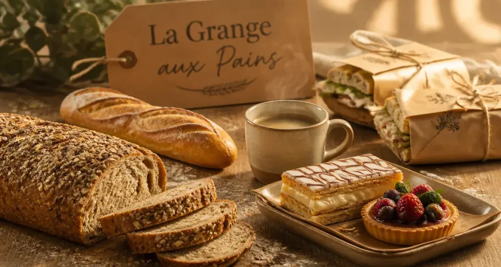 Boulangerie pâtisserie sandwich maison Pruvost : pains et pâtisseries sur table