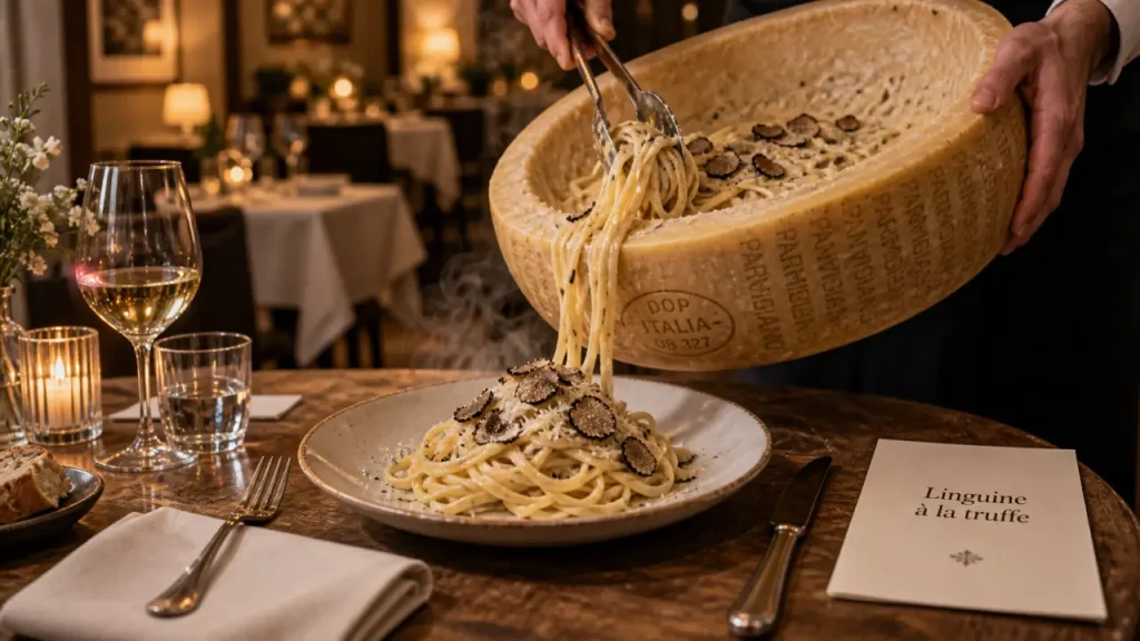 Restaurant di roma metz : linguine à la truffe fumante