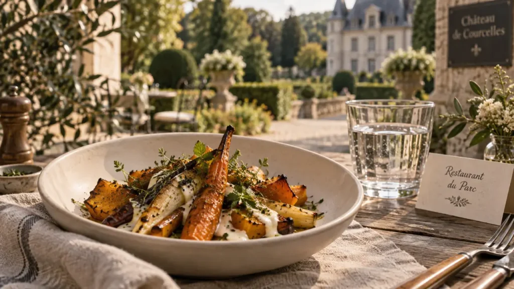 restaurant du parc montigny les metz : assiette de légumes rôtis au château de Courcelles