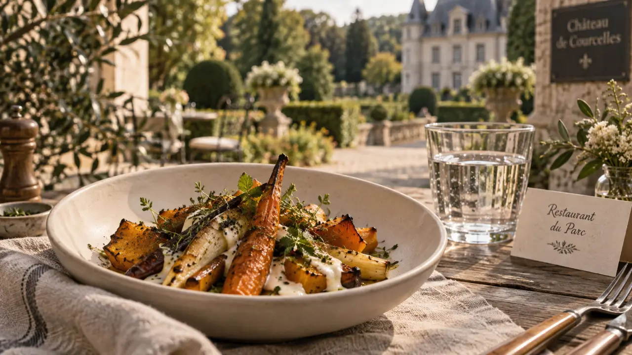 restaurant du parc montigny les metz : assiette de légumes rôtis au château de Courcelles