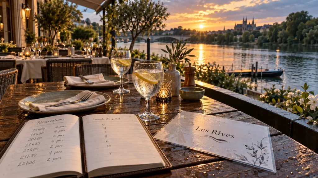 Restaurant portofino metz Les Rives au bord de la Moselle, tables terrasse