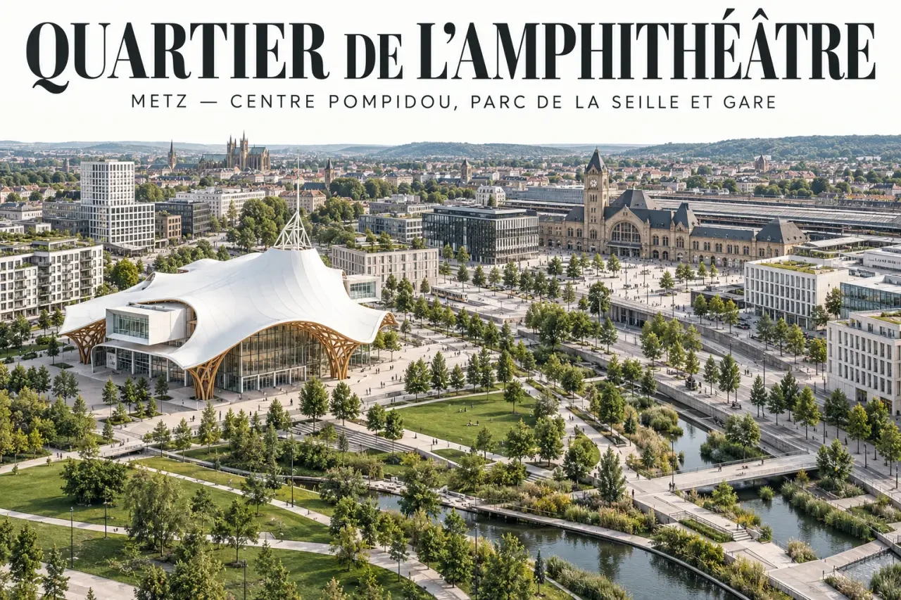Centre Pompidou-Metz et parc de la Seille dans les quartiers de Metz