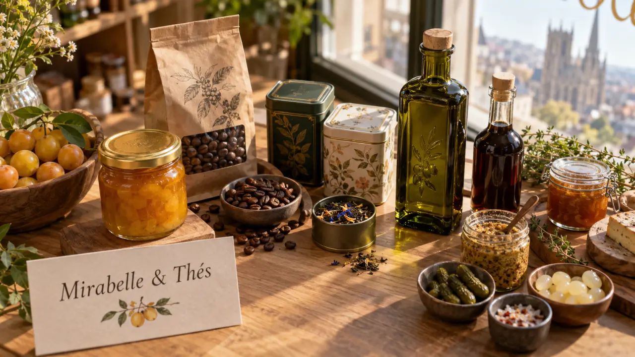 Le jardin des saveurs épicerie fine à Metz : bocaux mirabelle, café torréfié et thés